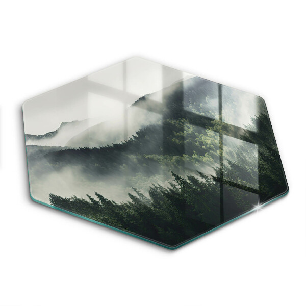 Chopping board glass Land and fog landscape