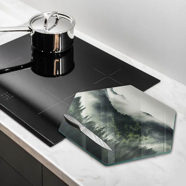 Chopping board glass Land and fog landscape
