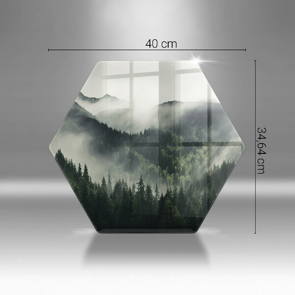 Chopping board glass Land and fog landscape