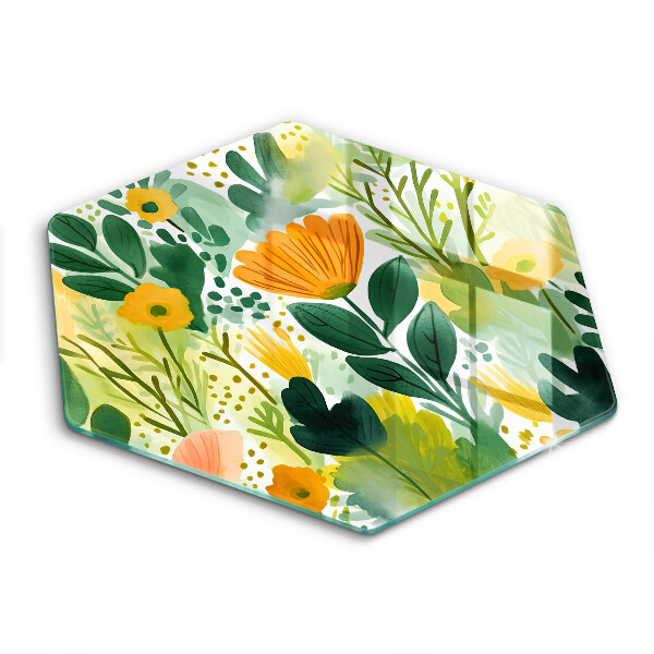 Chopping board glass Painted flowers