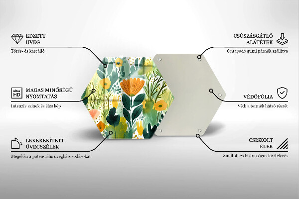 Chopping board glass Painted flowers