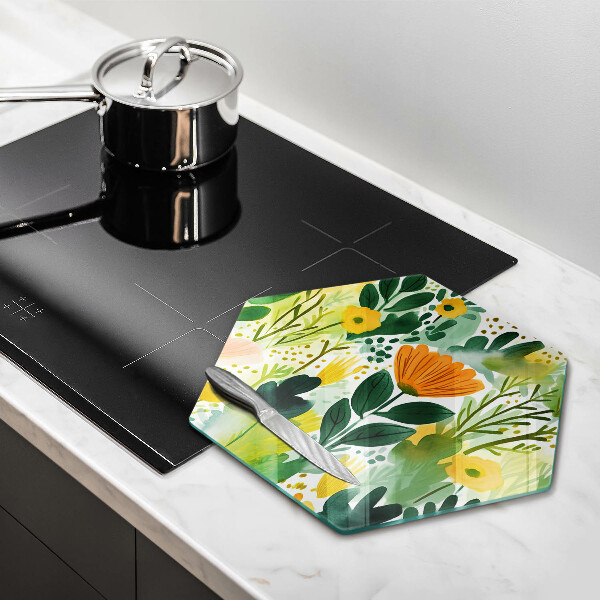 Chopping board glass Painted flowers