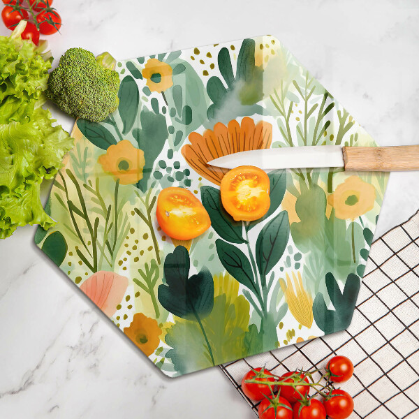 Chopping board glass Painted flowers