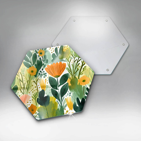 Chopping board glass Painted flowers