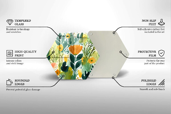 Chopping board glass Painted flowers