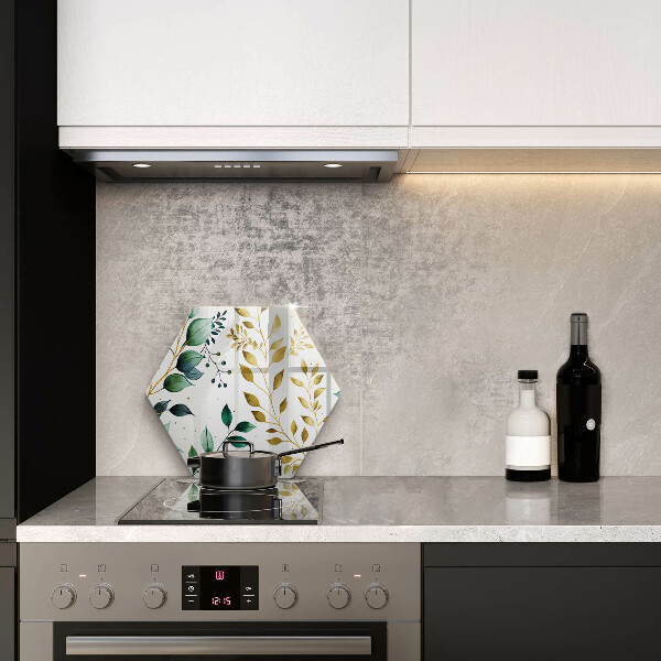 Chopping board glass Green and golden leaves