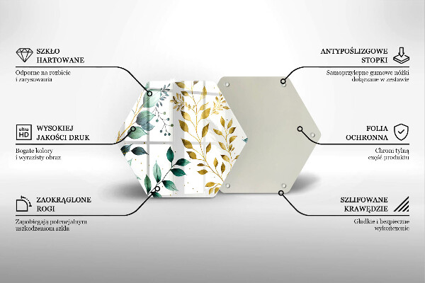 Chopping board glass Green and golden leaves