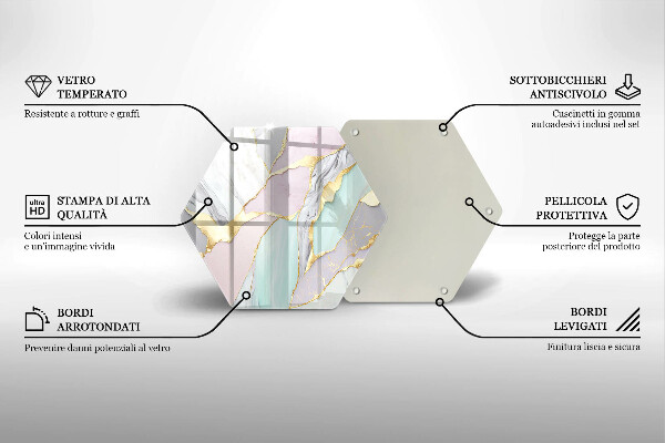 Chopping board glass Pastel marble