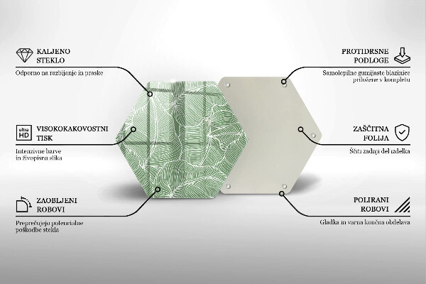 Chopping board glass Linear leaves