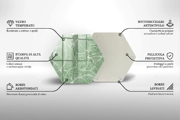 Chopping board glass Linear leaves