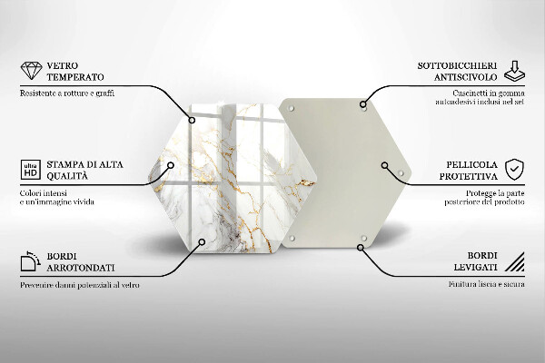 Chopping board glass Light marble with gold