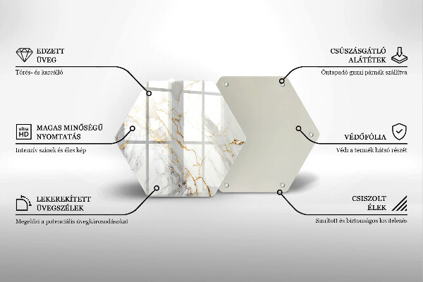 Chopping board glass Light marble with gold