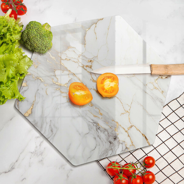Chopping board glass Light marble with gold