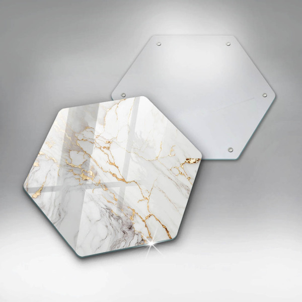 Chopping board glass Light marble with gold