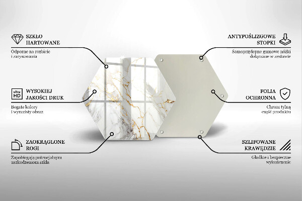 Chopping board glass Light marble with gold