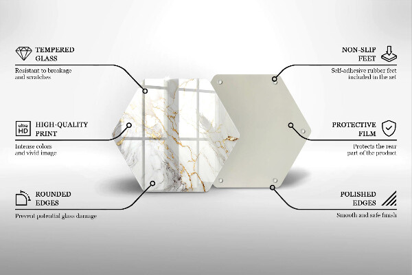 Chopping board glass Light marble with gold