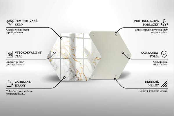 Chopping board glass Light marble with gold