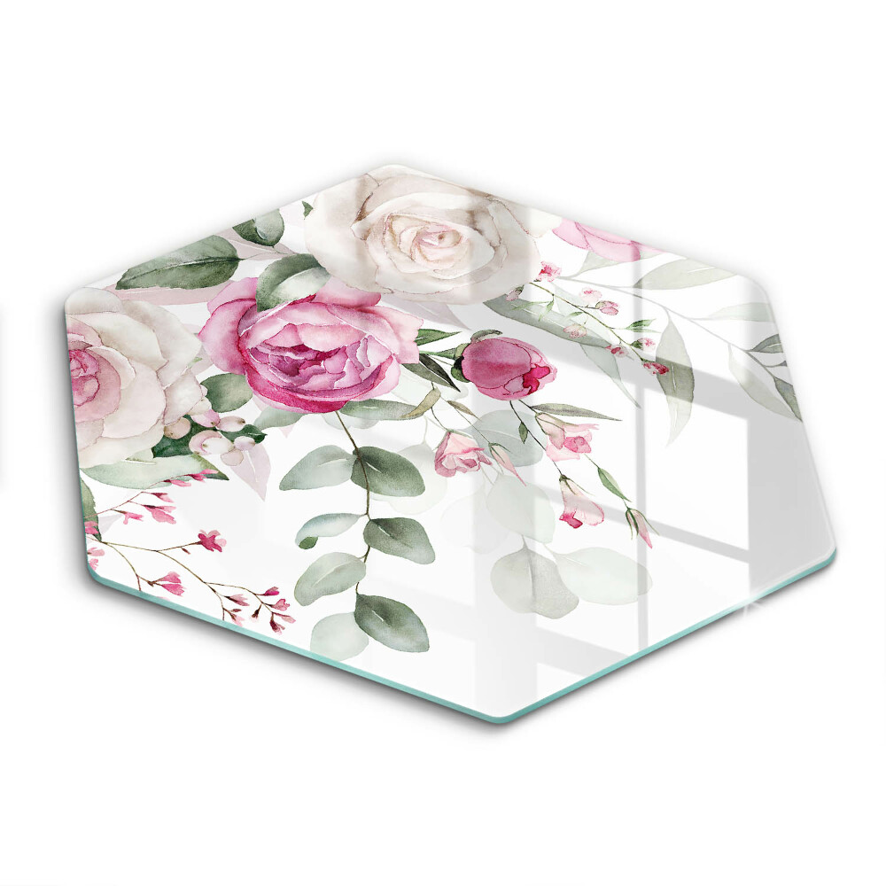 Chopping board glass Watercolor roses