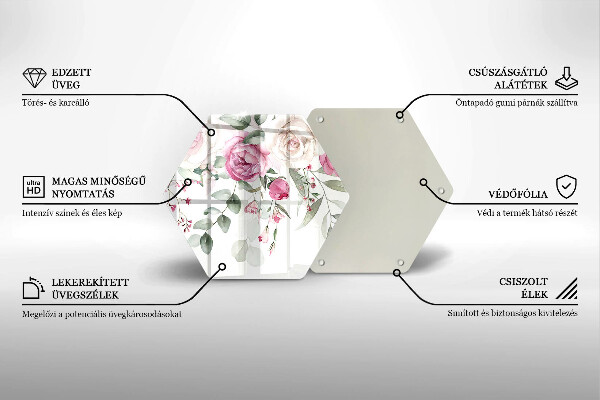 Chopping board glass Watercolor roses