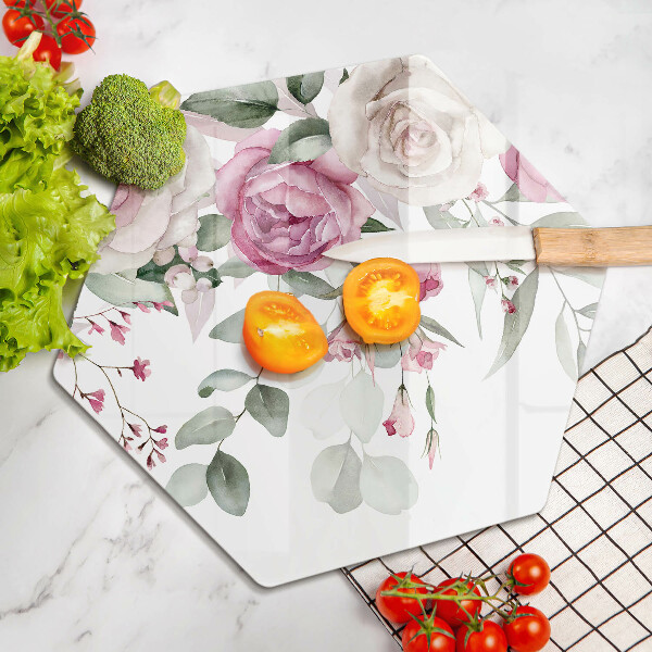 Chopping board glass Watercolor roses