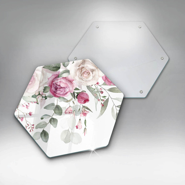 Chopping board glass Watercolor roses