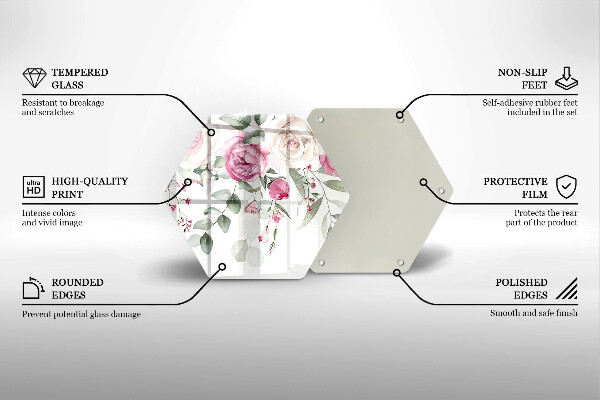 Chopping board glass Watercolor roses