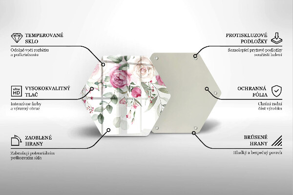 Chopping board glass Watercolor roses