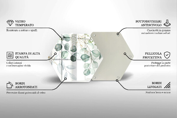 Chopping board glass Painted plants