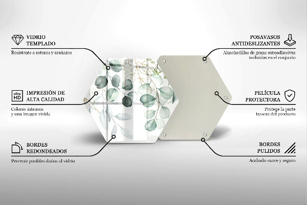 Chopping board glass Painted plants