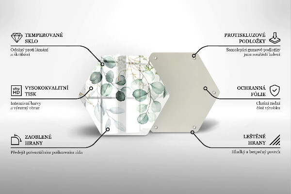 Chopping board glass Painted plants