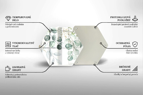 Chopping board glass Painted plants