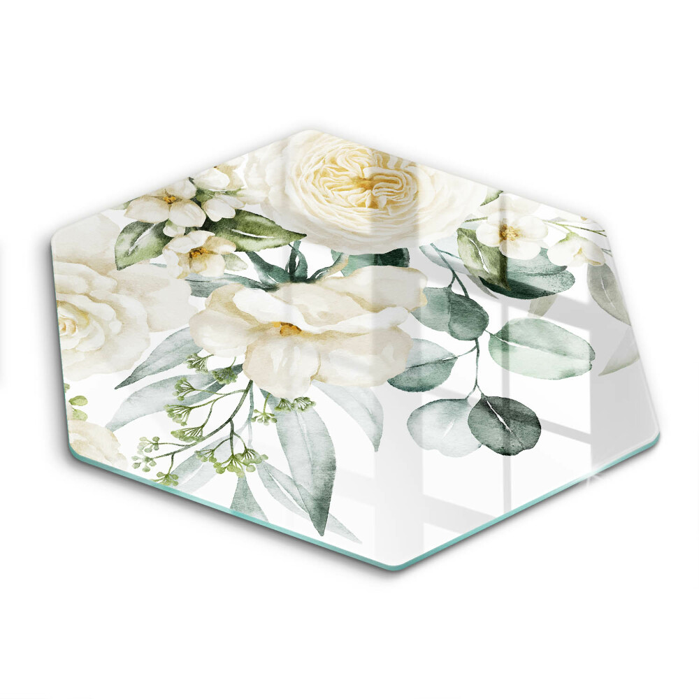 Chopping board glass Watercolor flowers