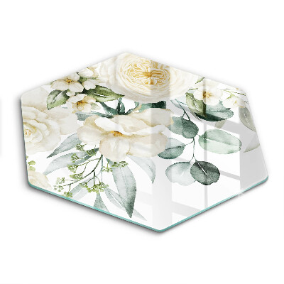 Chopping board glass Watercolor flowers