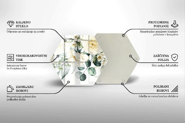 Chopping board glass Watercolor flowers