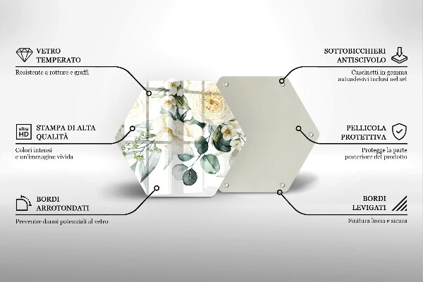 Chopping board glass Watercolor flowers