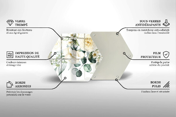 Chopping board glass Watercolor flowers