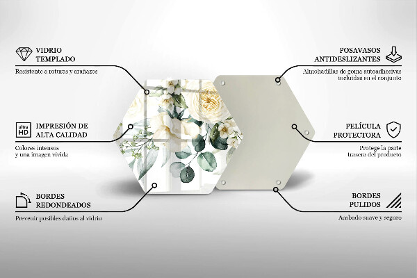 Chopping board glass Watercolor flowers