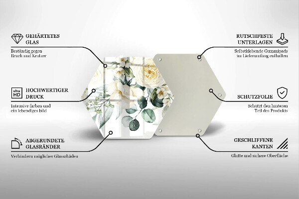 Chopping board glass Watercolor flowers