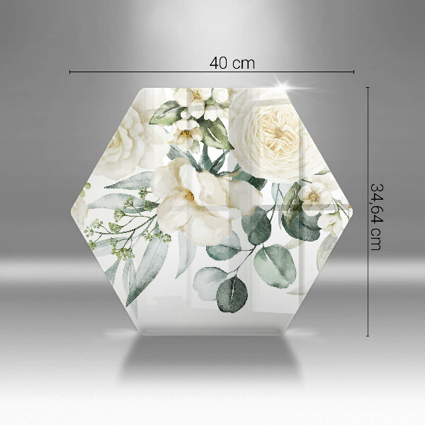 Chopping board glass Watercolor flowers