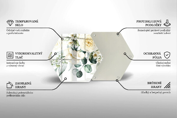 Chopping board glass Watercolor flowers