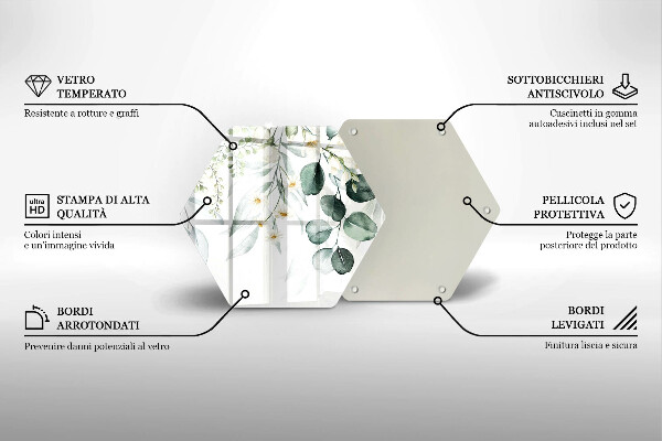 Chopping board glass Watercolor plants