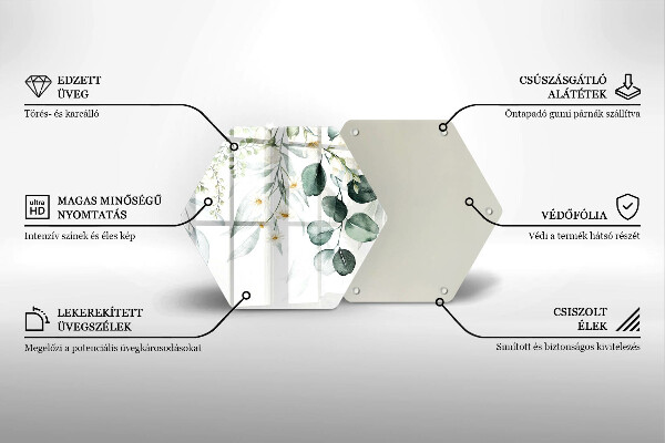 Chopping board glass Watercolor plants