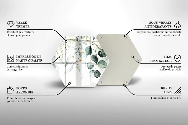 Chopping board glass Watercolor plants