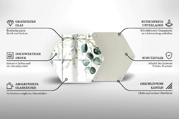 Chopping board glass Watercolor plants