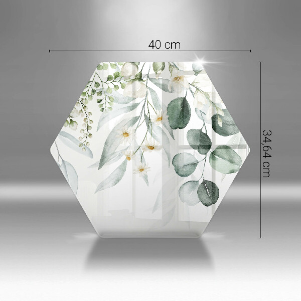 Chopping board glass Watercolor plants