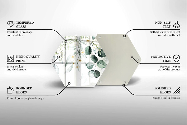 Chopping board glass Watercolor plants