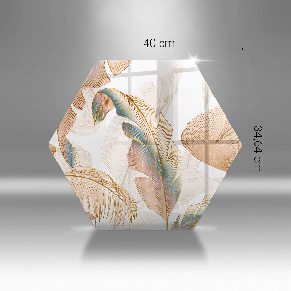 Chopping board glass Boho feathers and leaves