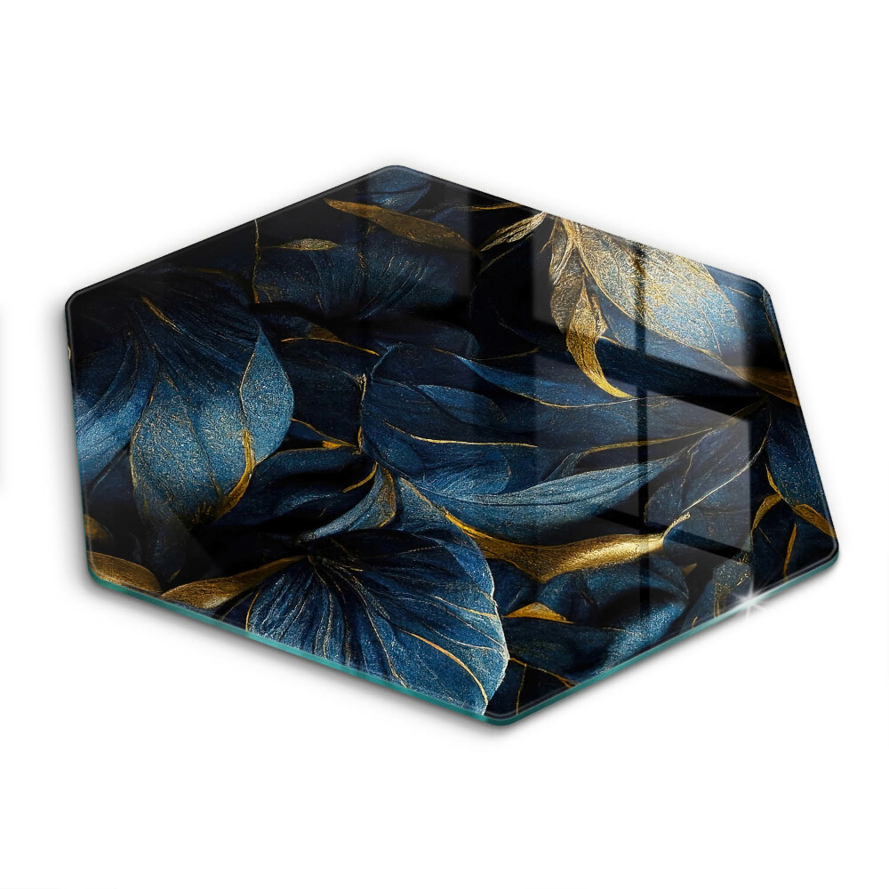 Chopping board glass Decorative leaves with gold