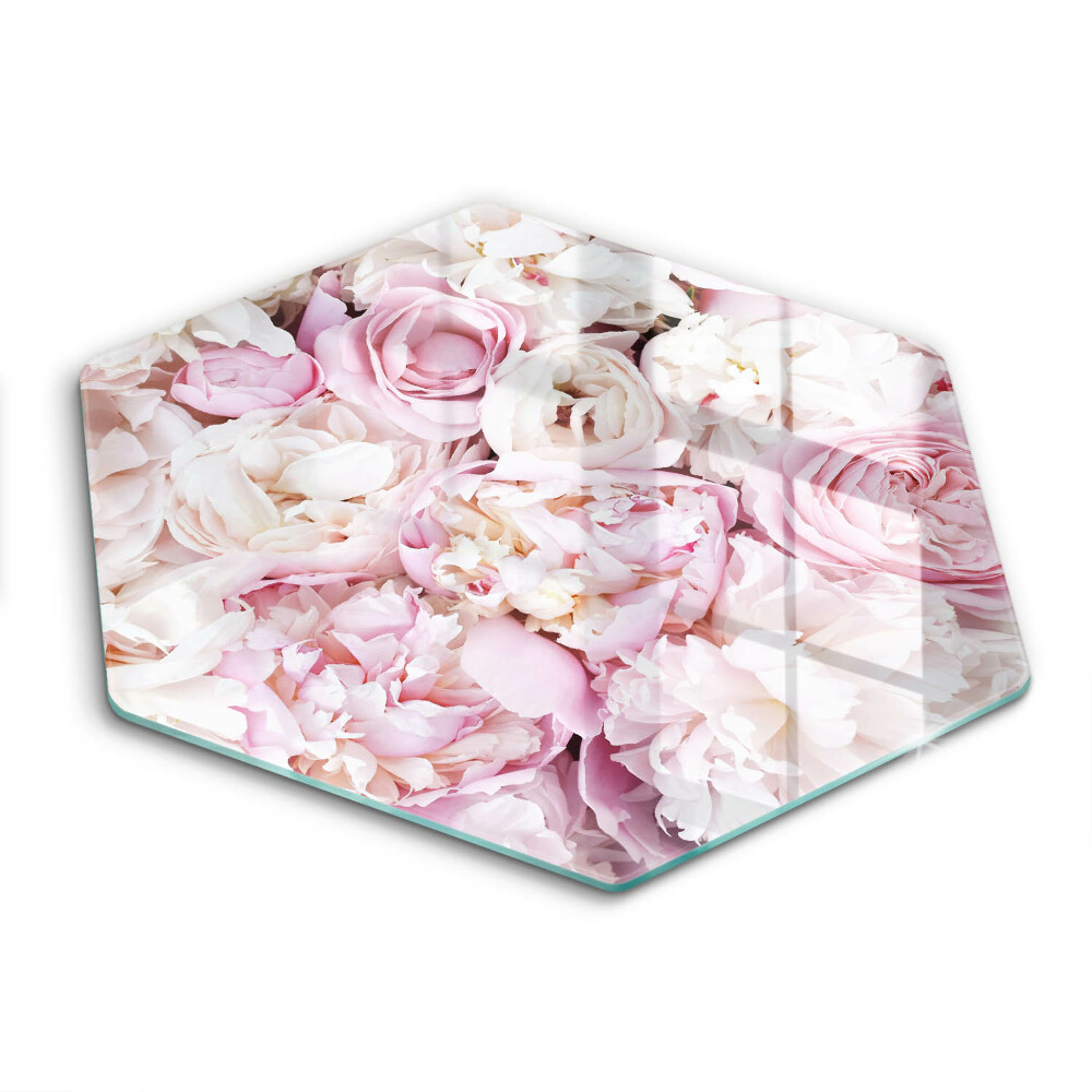 Chopping board glass Peony bouquet