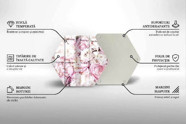 Chopping board glass Peony bouquet